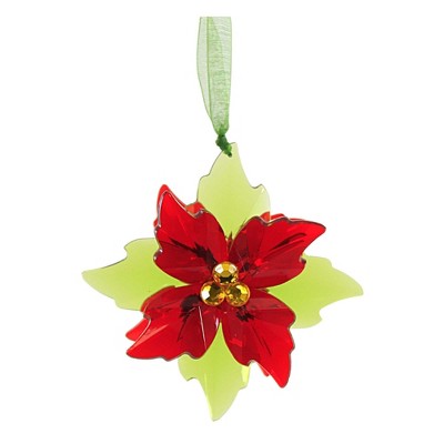 3.5 Inch Mini Poinsettia Facet Ornament Light Filtering Tree Ornaments ...
