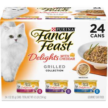 Purina Fancy Feast Delights Variety Pack Chicken,Turkey, Fish and Cheddar Flavor Wet Cat Food Cans - 3oz/24ct