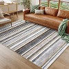 Modern Living Room Rug, Large Washable Striped Accent Carpet, Non-Slip, Stain-Resistant Low-Pile Foldable Floor Mat for Dining Room - 2 of 4
