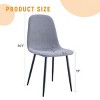 SEVOBAL Dining Chairs Set of 4 Light Gray Linen-Cotton Chairs with Black Metal Legs and Integrated Structure, Gray, 17"*15.3"*34.5" - 2 of 4