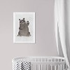 13" x 19" Hello Bear Animals Framed Wall Art Gray - Olivia's Easel: Modern Style, White Frame, Vertical Layout - 4 of 4
