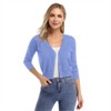 Clearlove Women's Cropped Bolero Cardigan – 3/4 Sleeve V-Neck Basic Classic Casual Button Down Knit Soft Sweater Top - 4 of 4