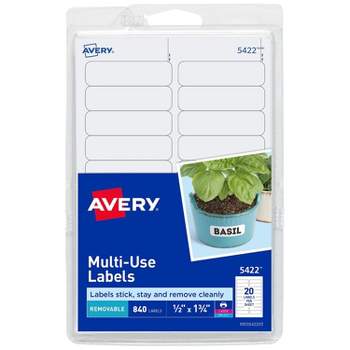 Avery Laser/Inkjet Multipurpose Labels 1/2" x 1 3/4" White 20/Sheet 689458