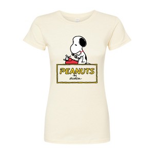 Women's - Peanuts - Snoopy Typing Fitted Graphic T-Shirt - 1 of 3