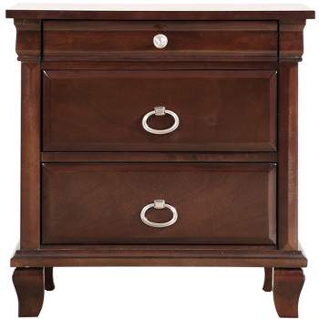 Passion Furniture Triton 3-Drawer Cappuccino Nightstand (27 in. H x 26 in. W x 17 in. D)
