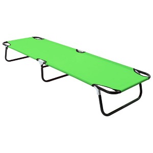 vidaXL Folding Sun Lounger Steel Green - 1 of 4