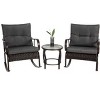 ROOMTEC 3 Pieces Patio Furniture Set Rocking Bistro Set Outdoor Rattan Conversation with Coffee Table - 2 of 4