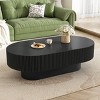 43.3" Modern Oval Coffee Table with Fluted Edge Tabletop,Minimalist MDF Center Table for Living Room-Baofuwish - 2 of 4
