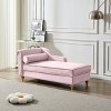 ORRD Velvet Chaise Lounge Chair with Storage, Pink Upholstered Sofa Bed with Gold Legs & Pillow for Living Room, Bedroom - 2 of 4