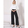 Hobemty Women's Elegant Work Long Sleeve Point Collar Tweed Trim Button Down Shirt - 2 of 4