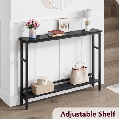 Narrow Console Table, 5.9” Slim Entryway Table, 2 Tier Console Tables for Entryway