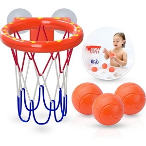 Kids Bathtub Basketball Hoop Mold Free with Suction Cup and 3 No Hole Balls Shower Toys for Toddlers - 1 of 4
