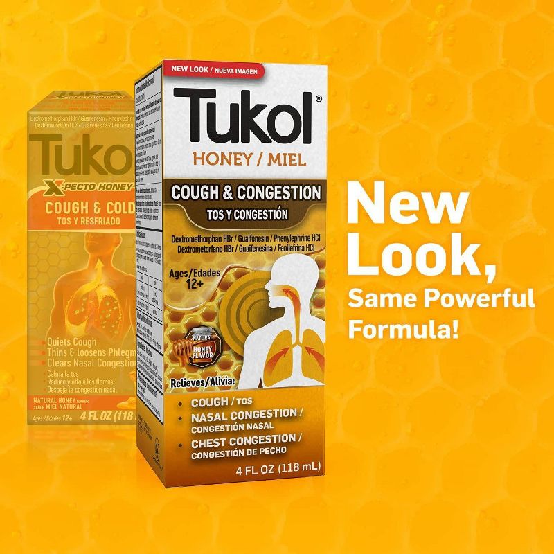 Tukol X-Pecto Miel Multi Symptom Cold Relief Liquid - Natural Honey - 4 fl oz, 4 of 9