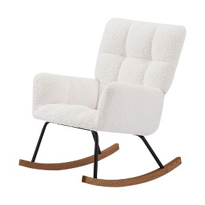 NicBex Boucle Fabric Glider Rocking Chair,Upholstered Nursery Rocking Chair with High Backrest,Cozy Rocking Chair,Nursing Chair for Bedroom - 1 of 4