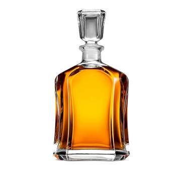 Bormioli Rocco Capitol Glass Decanter, Airtight Geometric Stopper, 23.75 oz Whiskey Decanter for Wine, Bourbon, Brandy, Liquor, Juice, Made in Italy