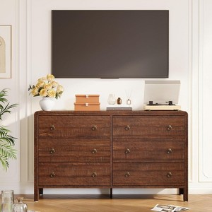 6 Drawer Dresser, Storage Organizer with Sturdy Metal Handle, TV Stand for 55 inch TV, Chest of Drawers for Living Room, Hallway, Closet - 1 of 4
