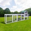 KTMBDW Chicken Coop Extra Large Chicken House, Outdoor Wooden Hen House Poultry Cage with Nesting Boxes, Perches, Large Run 119"L, Gray - 2 of 4