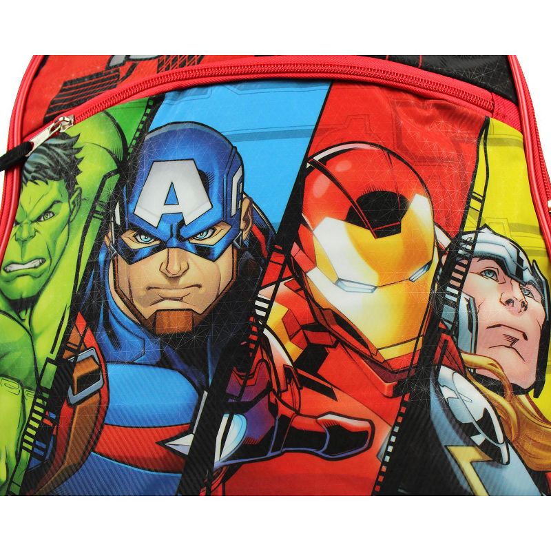 Marvel Avengers Backpack Iron Man Thor Hulk Captain America School Backpack Red, 4 of 7
