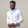 Hope & Henry Men's Organic V-Neck Cricket Sweater, White with Blue and Pink, Small - 4 of 4