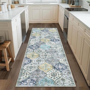 Rugs Washable Rugs for Bedroom Vintage Entry Boho Area Rug Living Room Rug Non Slip Non Shedding Stain Resistant Low Pile Folding Floor Cover - 1 of 4