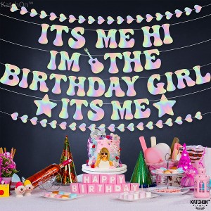 KatchOn, Its Me Hi Im The Birthday Girl Its Me Banner Set - Pack of 6, Shiny Iridescent Heart Garland | Girl Music Birthday Decorations - 1 of 4