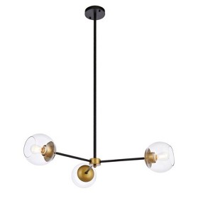 Elegant Lighting Briggs 32 inch pendant in black and brass with clear shade - 1 of 4