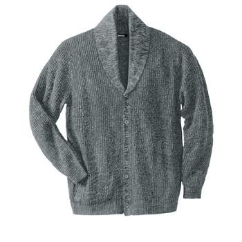 KingSize Men's Big & Tall Shaker Knit Shawl-Collar Cardigan Sweater