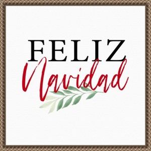 Amanti Art Feliz Navidad Script by Amanti Art Portfolio Canvas Wall Art Print Framed - 1 of 4