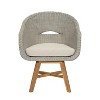Christopher Knight Home Ione Outdoor Aluminum, Rattan and Acacia Dining Arm Chair with Cushion (Set of 2) - 4 of 4