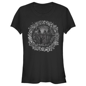 Juniors Womens Stranger Things Upside Down Wreath T-Shirt - 1 of 3