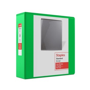 Staples Standard 3-Inch D-Ring Binder Green (26354) 110080 - 1 of 4