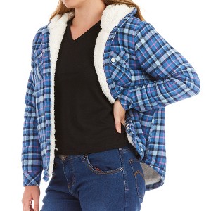 Smith's Workwear Women's Shearling Lined Flannel Hoodie Jacket - 1 of 4