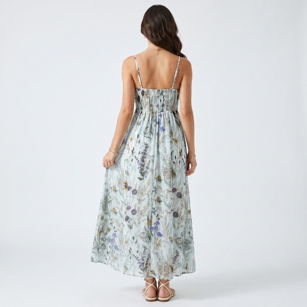 Vestido maxi con estampado floral y tirantes ajustables para mujer - Anna-Kaci 5