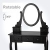 Tangkula 5 Drawers Rotatable Vanity  Dressing Makeup Table Set w/  Cushioned Stool Black - 4 of 4