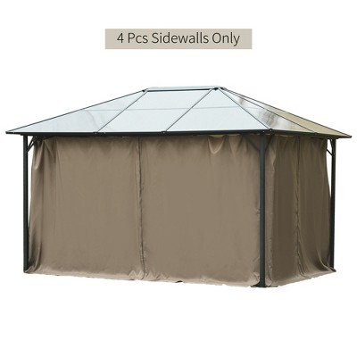 Outdoor Brown Polyester Gazebo Sidewall Set with Hooks