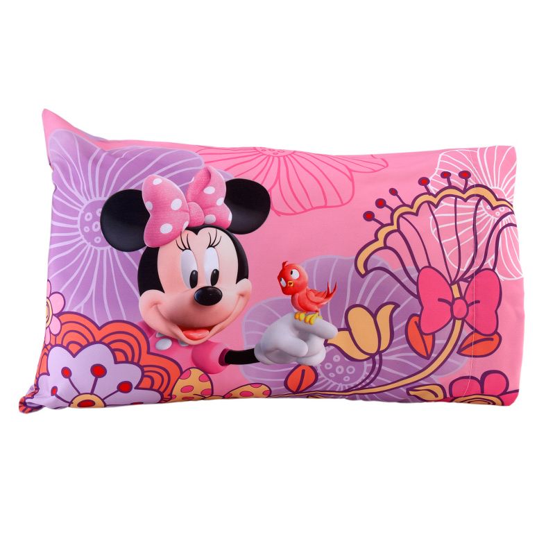 Disney Minnie Mouse Fluttery Friends  4 Piece Toddler Bed Set in Lavender and Pink, 5 of 7