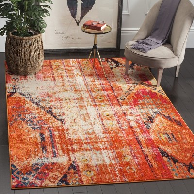 Bohemian-Chic Monaco Orange Multicolor Rectangular Area Rug