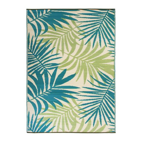 Indoor/Outdoor Rug,Outdoor Plastic Straw Rug,Waterproof Reversible  Mats,Modern Tropical Area Rugs,Washable Outside Carpet,Easy-Cleaning  Non-Shedding