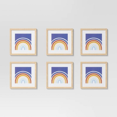 Image of (Set of 6) 11" x 11" Matted to 8" x 8" Frame Set Natural - Room Essentials™: Modern Square Wall Art, MDF, Glass Glazing