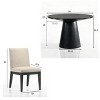 Homy Casa 3-Piece Round Dining Table and Upholstered Chairs Set, Black and Beige – Modern Classic Small-Space Dining - 3 of 4
