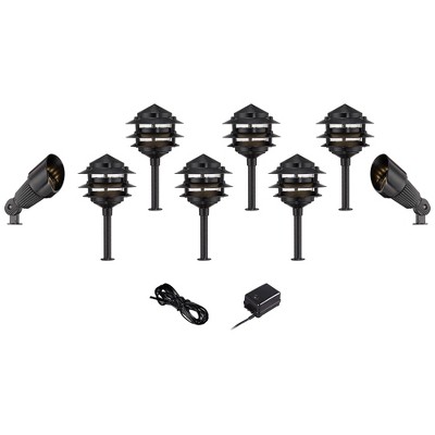 John Timberland Pagoda Black 10-Piece Outdoor LED Landscape Lighting Set