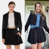 EXLURA Women's Business Casual Blazer Suit Sets and Pleated Mini Skirt 2 Piece Outfits Trendy Long Sleeve Y2K Clothes 2025 - 2 of 4