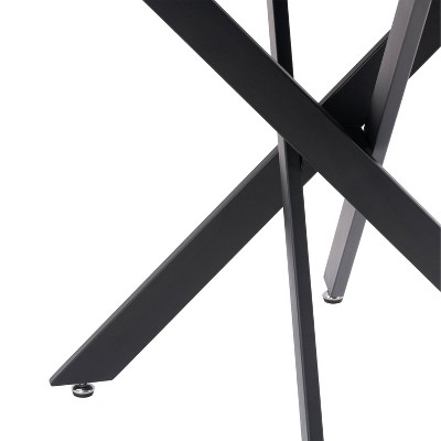 40" Round Marble Top Dining Table with Iron Trestle Base