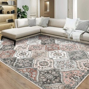Rugs Washable Rugs for Bedroom Vintage Entry Boho Area Rug Living Room Rug Non Slip Non Shedding Stain Resistant Low Pile Folding Floor Cover - 1 of 4