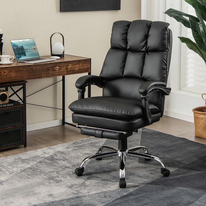 Costway High Back Reclining Office Chair Ergonomic Computer Desk Chair w/ Footrest & Pad, 2 of 11
