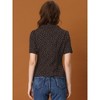 Allegra K Women's Heart-Shaped Polka Dots V Neck Short Sleeve Button Down Vintage Blouse - 4 of 4