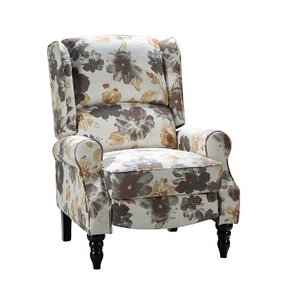 Asikli Contemporary Manual Modern Wingback Recliner with Rubber Wood Legs | Karat Home-Grey