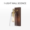 Globe Electric Dark Wood Toned Wall Sconce with Matte Brass Accents and Seeded Glass Shade - 2 of 4