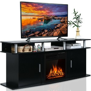 Costway 63'' Fireplace TV Stand W/18'' 1500W Electric Fireplace up to 70'' Black - 1 of 4