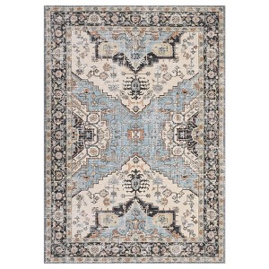 Washable Vintage Floral Print Living Room Rugs, Soft Non Slip Oriental Bedroom Carpet, Large Home Decor Rugs - 1 of 4